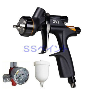 (K.V)DEVILBISS デビルビス スプレーガン DV1-U-000-13-C2+ クリア用低圧 重力式 塗料カップ・手元圧力計付セット