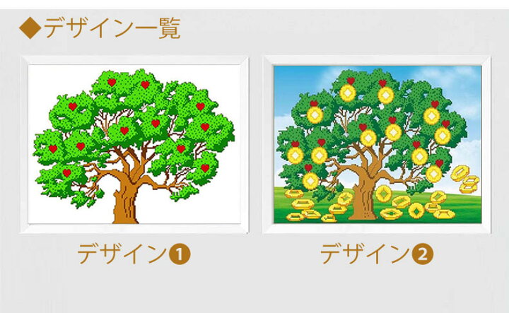 楽天市場】クロスステッチ 図案 刺繍キット 風景画 自然 お金の木 樹 