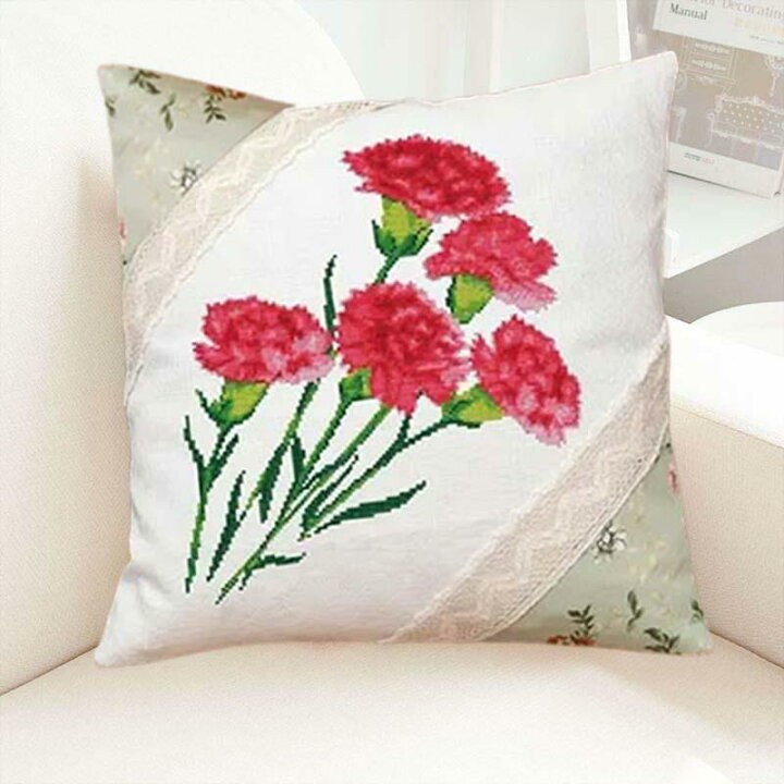 楽天市場】クロスステッチキット 刺繍 薔薇の花 ローズ 植物クッション 