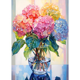 【15%OFFまとめ買いクーポン 対象商品】ダイヤモンドアート 虹色のアジサイ インテリア 初心者 DIY 図案 やり方簡単 大人 子供向け 手作り 現代壁アート 装飾品 贈り物