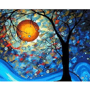 y15%OFF܂ƂߔN[| Ώۏiz_ChA[g Ɩ ̖ Tree and Full Moon CeA S DIY } ȒP l q  ǃA[g i 蕨