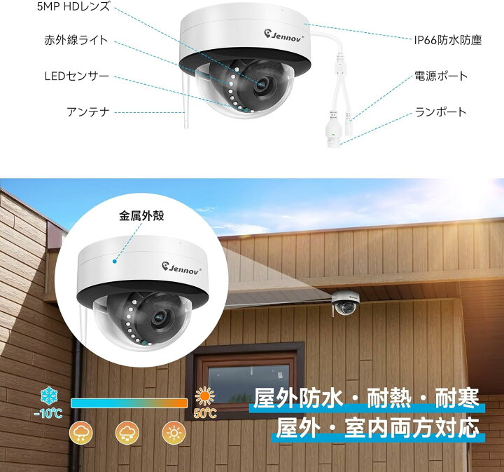 楽天市場】防犯カメラ 監視カメラ 室内 ワイヤレス 2台セット 屋外 500 