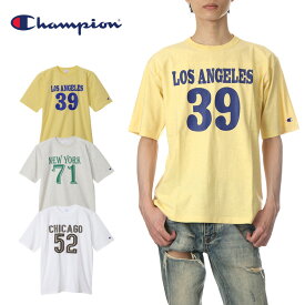 チャンピオン Tシャツ メンズ レディース CHAMPION 半袖Tシャツ ショートスリーブ フットボールTシャツ 大きいサイズ アメリカ綿 カジュアル スポーツ ブランド ニューヨーク ロサンゼルス シカゴ NY LA M L XL 白 グレー イエロー C3-Z336