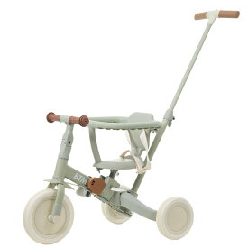 5way 子供用三輪車 ベージュ×ミント 押し棒付き 5in1 多機能 キックバイク 補助輪付き 乗り物 1台5役 安全ベルト 背もたれ ハンドル調整 EVA BIG車輪 幼児用 プレゼント