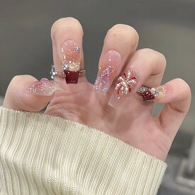 【期間限定値下!!】ネイルチップ/クロス,ネイティブショートネイルチップ.ブライダル. ウエディングネイルチップ. バレエコア結婚式. 披露宴.成人式.送料無料つけ爪