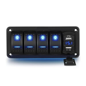 4 Gang Rocker Switch Panel with Dual USB Charger fA USB[dA_v^[ USB`W[ [d XCb` XCb` A AJ [d LEDdv JX^p[c u[