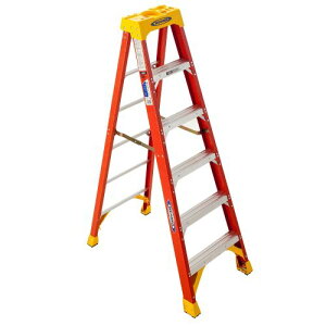 Werner Type Ia Pro Grade Fiberglass Step Ladder, 6'ワーナー ファイバーグラスステップラダー 脚立 スライダー ファイバークラス USA アメリカ雑貨 大型 6206