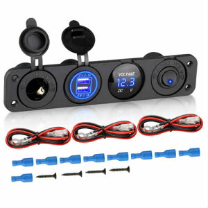 4 in 1 Charger Socket Panel 12V 4.2A Dual USB Charger Socket fAUSB[dA_v^[ USB`W[ [d VK[C^[ A AJ [d LEDdv JX^p[c