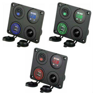 4 in 1 Charger Socket Panel 12V 4.2A Dual USB Charger Socket fAUSB[dA_v^[ USB`W[ [d VK[C^[ A AJ [d LEDdv JX^p[c