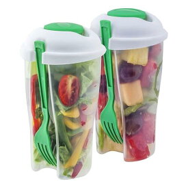 Portable Salad Container Green サラダ 容器 保存容器 弁当箱 コンテナ アウトドア BBQ アメリカ ピクニック ランチ お弁当 遠足 サラダ用 サラダランチボックス BOX ドレッシング フォーク