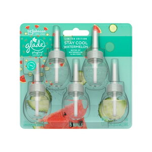 Glade Plugins Scented Oil Stay Cool Watermelon 5Refills 5���� �O���[�h �v���O�C�� �Z���e�b�h �I�C�� �X�e�C �N�[�� �E�H�[�^������ �X�C�J �F���I�C�� �l�ߊ����p �������̖F�� �A�����J �l�ߑւ��{�g