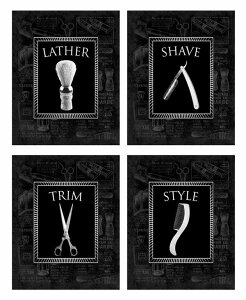 Vintage Barbershop Art Prints Set Black-on-Black �o�[�o�[ �V���b�v �r���e�[�W �|�X�^�[ �A�[�g 4��SET ���� �r���e�[�W�|�X�^�[ �A�����J ���g�� �J�C�[���E �A�����J�� �A�����J�G�� �A�����J���G��