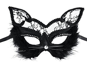 Venetian Masquerade Mask Women's Sexy Black Glitter Fancy Cat Lace Eye Mask AC}XN nEB L Lbg  RXv p[eB[ ʕ xl`A}XN }XJ[h }fBO}XN