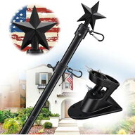 Star Flag pole And Bracket Set スター フラッグポール ブラケット セット 2ポジション トッパー 星型 …