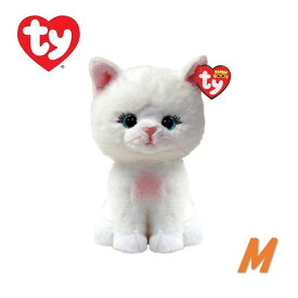 Ty Beanie Boo's AMELIA(M) タイ ビーニー ブーズ アメリア ネコ 猫 白猫 キャット ねこ ぬいぐるみ Mサイズ ホワイト 人形 かわいい 誕生日 プレゼント インテリア ギフト ty TY