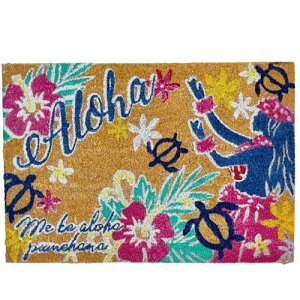 HULA ココMAT 玄関マット フラ ハワイアン マット ハワイ ハイビスカス 南国 プルメリア フラダンス フラガール ホヌ 海亀 ハイビスカス Hawaii おしゃれ カヒコ KAHIKO 店舗 屋外用 外用 入口 コイ