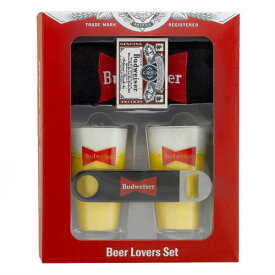 BUDWEISER GIFT BOXED BEER LOVERS SET バドワイザー ギフトボックス セット タンブラーグラス2個 ビール アイス アメリカ パーティー ガラス マグカップ ビアーマグ 栓抜き タオル カード