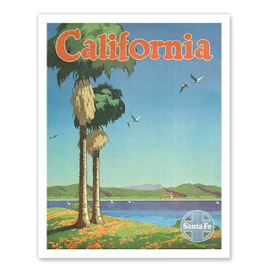 Vintage Worldwide Poster Santa Fe Railroad California Coastline and Spanish Mission re[W GAC Es |X^[  AJ g V̖ q JtHjA A[gvgyNlR
