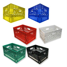 Rectangular Milk Crates 長方形 ミルククレート 四角 コンテナ 箱 Box ボックス ミルクコンテナ 什器 牛乳箱 工業 工場 バスケット 収納 片付け E.T. アメリカ アメリカン イエロー グリーン ブルー レッド パープル ブラック