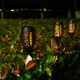 LED Solar Torch Lights 4Pack2 ソーラー トーチライト 4個セット 松明 炎 ガーデニング イルミネーション ライト ソーラー 電飾 オープンカフェ 業務用 ガーデン 庭 南国 パーティ ガーデンライト ガーランドライト アメリカ モチーフ