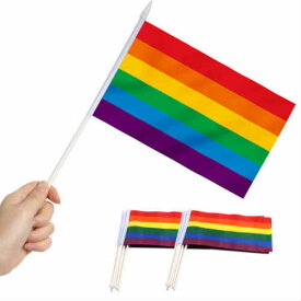 Rainbow Stick Flags 5×8 Inch 12本セット レインボー スティック フラッグ 5×8 インチ 旗 手旗 イベント ガレージ インテリア 倉庫 ジェンダーレス ジェンダーフリー LGBT LGBTs レインボーフラッグ 【ネコポス】