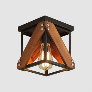 Metal and Wood Square Flush Mount Ceiling Light ubN ^ Ebh XNGA lp V[OCg dC CeA KX Ɩ VƖ ݂艺 AJ rO JtF X ؐ r