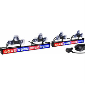 2 in 1 Red Blue LED Warning Stick Light レッド ブルー 警告 スティックライト 32LED トラフィック アドバイザー ストロボライト バー ポリス フロントガラス・リアガラス用 アメリカ 警察 アメ車