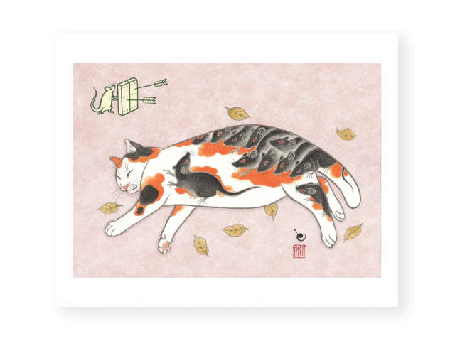 モンモンキャットのアートパネル MONMON CATS Autumn Cat Print モンモンキャット 絵 アートパネル ポスター 壁掛け 猫 販売期間 限定のお得なタイムセール 刺青 ネコ 安全 アメリカ タトゥー ねこ カリフォルニア tattoo 絵画 イレズミ