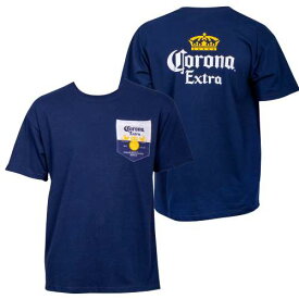 Corona Extra Front and Back Label Pocket T-Shirt コロナ ポケット Tシャツ Tee ポケT アメリカ CA 西海岸 カリフォルニア ロゴ 紺 ネイビー NAVY