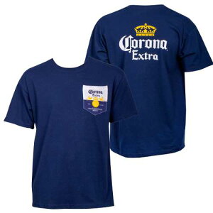 Corona Extra Front and Back Label Pocket T-Shirt �R���i �|�P�b�g T�V���c Tee �|�PT �A�����J CA ���C�� �J���t�H���j�A ���S �� �l�C�r�[ NAVY