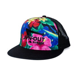 IN-N-OUT-BURGER HIBISCUS HAT インアウトバーガー ハイビスカス キャップ アメリカ メッシュキャップ アメリカン キャップ 帽子 ハット ハンバーガー屋 CA カリフォルニア インナウトバーガー