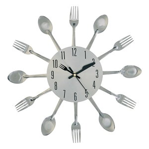 Cutlery Wall Clock Jg[ EH[ NbN Ǌ|v tH[N Xv[ Lb` H AJ ǒ Lb`v \ Ɩp CeA Vo[ Vv  Xg