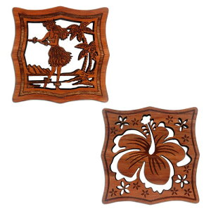 Wood Coaster ؐ R[X^[ 4SET nCrXJX tK[ Hula nC hawaii Ebh nCA An o[ Bar r[ AJ USA pu USA X 썑 Mtg nCG nCAG