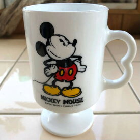 【中古】Federal Footed Mug Mickey Mouse White タイプ3 フェデラル フッテッド マグ ミッキーマウス マグカップ ホワイト 中古 海外輸入中古品 マグカップ USA ビンテージ アメリカ ミルクグラス ディズニー ヴィトロック