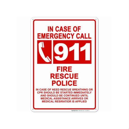 アメリカの緊急通報サインボード！ in Case of Emergency Call 911 Sign 緊急通報 エマージェンシー コール サイン 看板 プレート 警告 アメリカ アメリカン雑貨