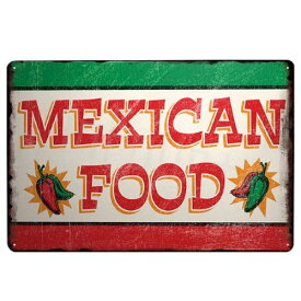 Mexican Sign メキシカン ブリキ看板 メキシカンフード メニュー メキシコ料理 レストラン フードトラック 屋台 スペイン タコス屋 ガレージ インテリア フードカー サイン看板【ネコポス】