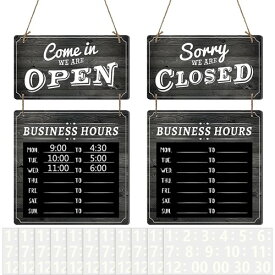 Business Hours Sign Open and Closed Sign ビジネスアワー サイン オープン クローズ サインボード 看板 ブラック ホワイト 業務用 営業看板 営業時間 店舗 オープン看板 アメリカ アメリカン おしゃれ