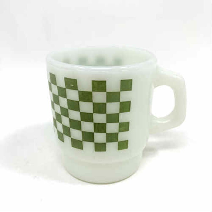 楽天市場 中古 Fire King Print Mug Check Green ファイヤーキング プリントマグ チェック柄 グリーン 中古 海外輸入中古品 Anchor Hocking Ovenproof Made スタッキングマグ マグカップ Usa ビンテージ アメリカ アメリカン Stab Blue Enterprise