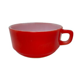 【中古】Fire King Stacking Soup Cup Red ファイヤーキング スタッキング スープ カップ レッド Milk Glass Soup Bowl スープボウル お皿 アメリカ ビンテージ ANCHOR HOCKING アンカーホッキング ミルクグラス 食器 アメリカン