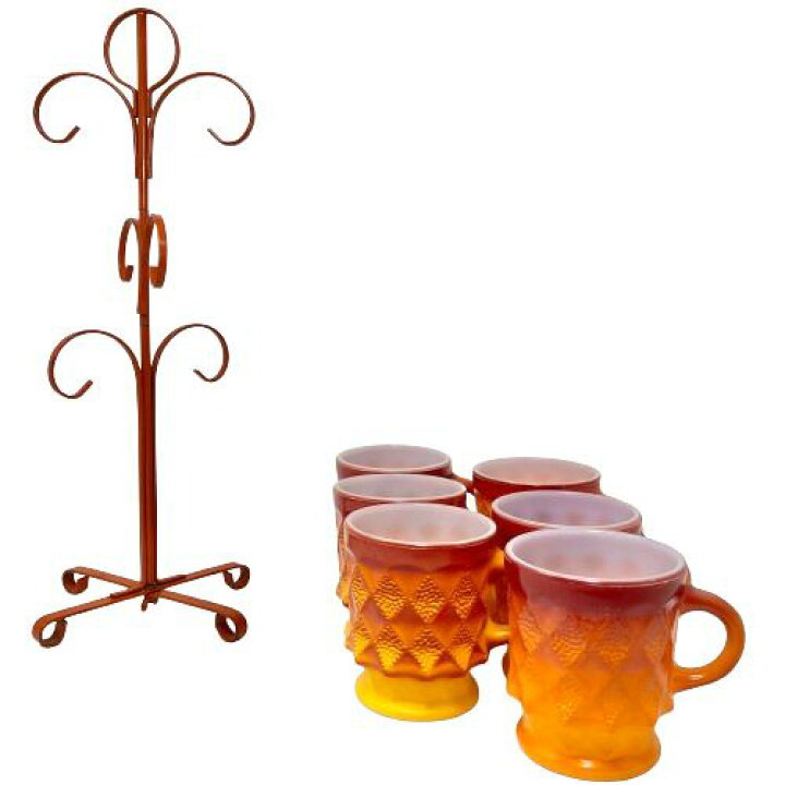 楽天市場】【中古】Fire King Kimberly Orange Tree Holder Set マグ6 