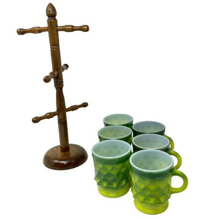 楽天市場】【中古】Fire King Kimberly Green Tree Holder Set マグ6個 