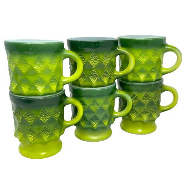 楽天市場】【中古】Fire King Kimberly Green Tree Holder Set マグ6個 