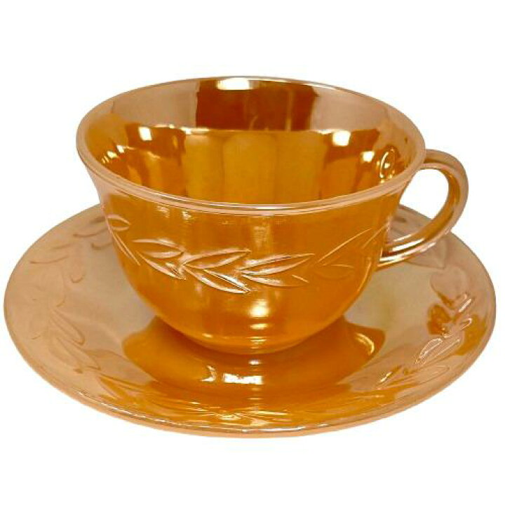 楽天市場】【中古】Fire King Laurel Leaf Tea Cup & Saucer Peach 