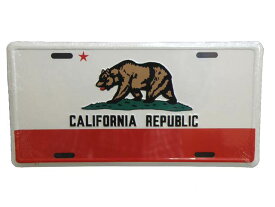 CALIFORNIA PEPUBLIC License Plate カリフォルニア州旗 ライセンスプレート カリフォルニアベアー アメリカ ライセンスナンバー ナンバープレート アメリカ看板 【ネコポス】