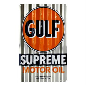 Gulf Supreme Corrugated Sign ガルフ オイル シュプリーム コルゲート サイン 看板 アメリカ USA看板 アメリカ看板 アメリカン アルミニウム ブリキ看板 サイン看板 エンボス 波型 Oil