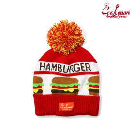 クックマン ビーニー Beanie Hamburger ハンバーガー アメリカ アメリカン COOKMAN Cookman ポンポン ボンボン ニット ニット帽 帽子 レッド Red 赤 かわいい 【ネコポス】