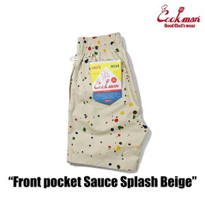 �N�b�N�}�� �V�F�t�p���c �V���[�g�p���c Chef Pants Short Front pocket Sauce Splash Beige �t�����g�|�P�b�g �\�[�X �X�v���b�V�� �Z�p�� �V���[�p�� �x�[�W�� �A�����J �A�����J�� COOKMAN Cookman ���j�Z�b