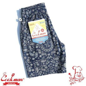 クックマン シェフパンツ ショートパンツ Chef Pants Short Paisley Navy ペイズリー ネイビー アメリカ アメリカン COOKMAN Cookman ユニセックス 男女兼用 ショートパンツ