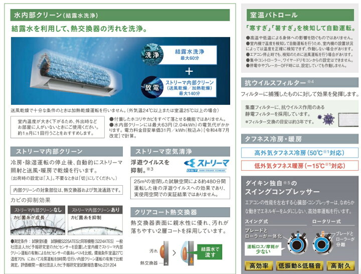 楽天市場】【即納】 2025年最新モデル 6畳用【S225ATES-W】ダイキン 