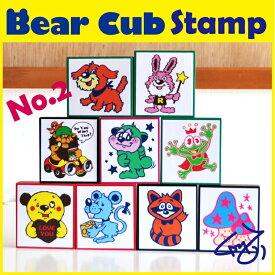 アメリカン・アメコミスタンプ『Bear Cub QMZ』コラボスタンプ（アメカジ・手作り・オリジナル・子供服・ハンドメイド）【ゴム印】